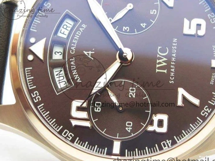 MIROTIME 1221 Popular Big Pilot Real PR IW502706 RG YLF 1:1 Best Edition Brown Dial On Calfskin Strap A 7223